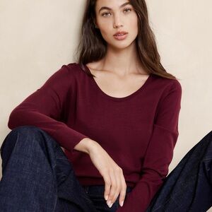 Banana Republic factory Merino Wool scoop-back sweater size L bright wine